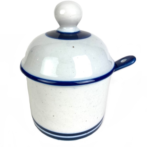 Dansk Blue Mist Mayo Jelly Jam Jar w Spoon Lid